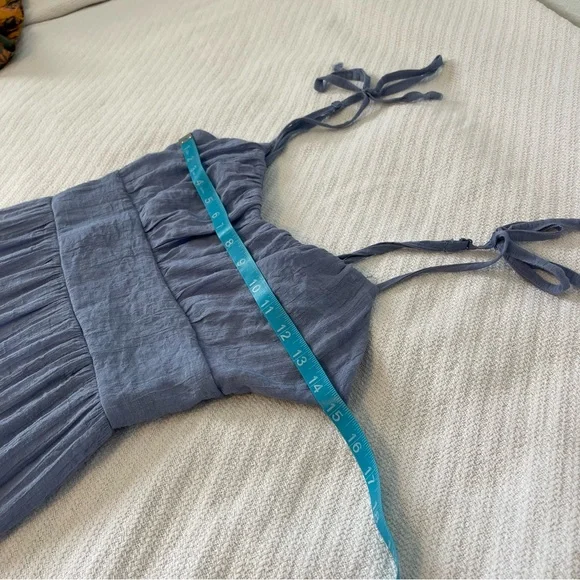 Lily Rose Small Coquette Cottagecore Tiered Fairy Dainty Light Blue Midi Dress - Picture 4 of 16